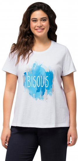 Ulla Popken BISOUS Short Sleeve Graphic Tee Snow White - Bedruckte T-shirts für herren - 