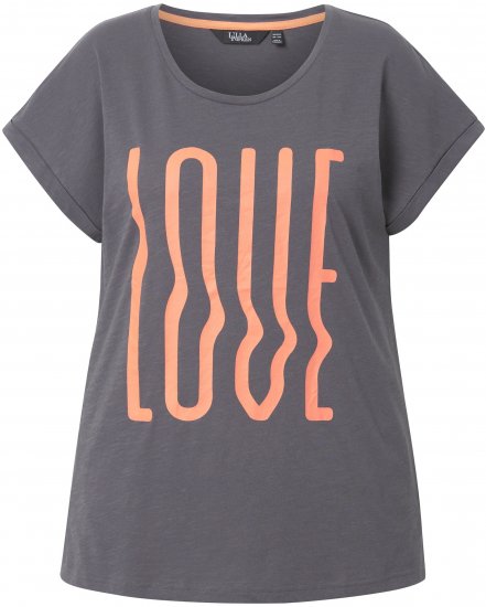Ulla Popken LOVE Short Sleeve Graphic Tee Graphite Grey - Bedruckte T-shirts für herren - 