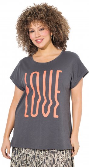 Ulla Popken LOVE Short Sleeve Graphic Tee Graphite Grey - Bedruckte T-shirts für herren - 
