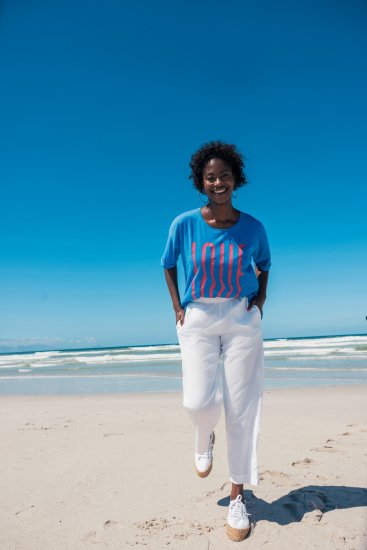 Ulla Popken LOVE Short Sleeve Graphic Tee Sapphire Blue - Bedruckte T-shirts für herren - 