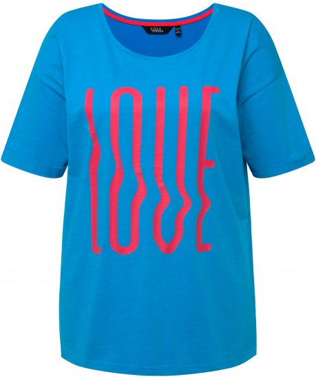 Ulla Popken LOVE Short Sleeve Graphic Tee Sapphire Blue - Bedruckte T-shirts für herren - 