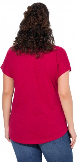 Ulla Popken Metallic Animal Cap Sleeve Graphic Tee Dark Raspberry - Bedruckte T-shirts für herren - 