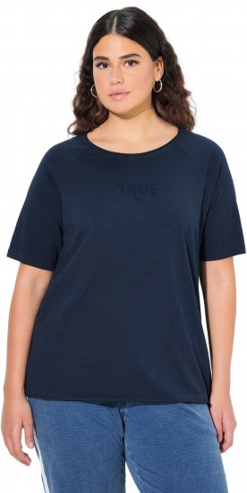 Ulla Popken TRUE Lettering Short Sleeve Tee Navy Blue - Bedruckte T-shirts für herren - 