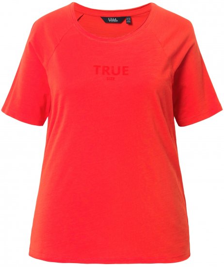 Ulla Popken TRUE Lettering Short Sleeve Tee Neon Red - Bedruckte T-shirts für herren - 