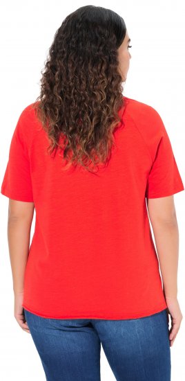 Ulla Popken TRUE Lettering Short Sleeve Tee Neon Red - Bedruckte T-shirts für herren - 