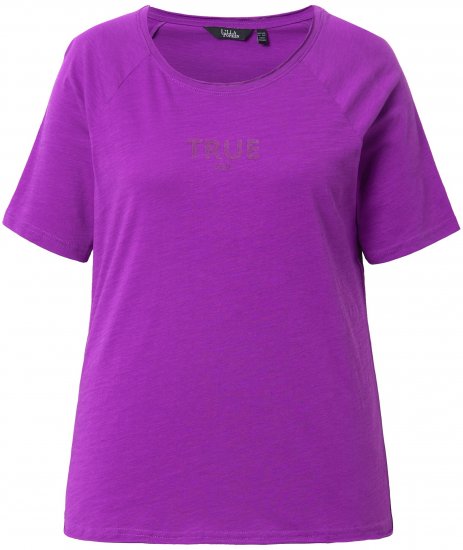 Ulla Popken TRUE Lettering Short Sleeve Tee Purple - Bedruckte T-shirts für herren - Bedruckte Damen-T-Shirts