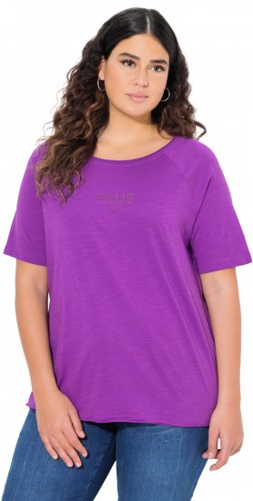 Ulla Popken TRUE Lettering Short Sleeve Tee Purple - Bedruckte T-shirts für herren - Bedruckte Damen-T-Shirts