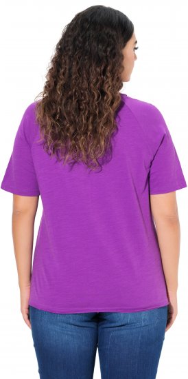 Ulla Popken TRUE Lettering Short Sleeve Tee Purple - Bedruckte T-shirts für herren - Bedruckte Damen-T-Shirts