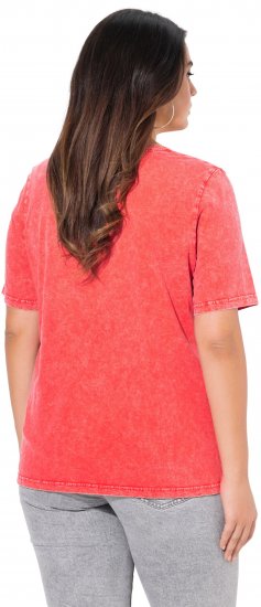 Ulla Popken Easy Short Sleeve Acid Wash Graphic Tee Light Red - Bedruckte T-shirts für herren - Bedruckte Damen-T-Shirts