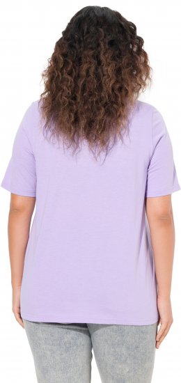 Ulla Popken Metallic Feather Short Sleeve Graphic Tee Lavender - Bedruckte T-shirts für herren - 