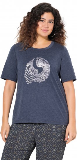 Ulla Popken Peacock Short Sleeve Graphic Tee - Bedruckte T-shirts für herren - 