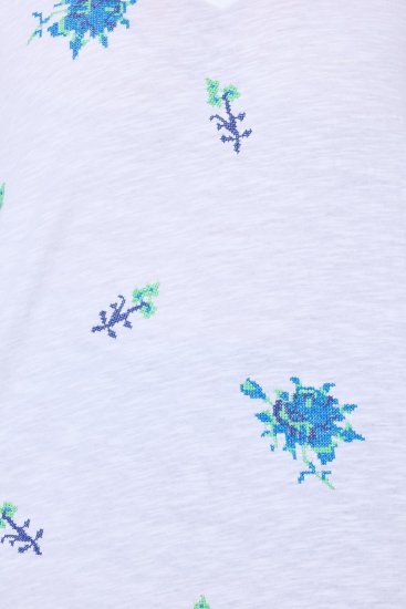 Ulla Popken Cross Stitch Short Sleeve Tee Snow White - Bedruckte T-shirts für herren - Bedruckte Damen-T-Shirts