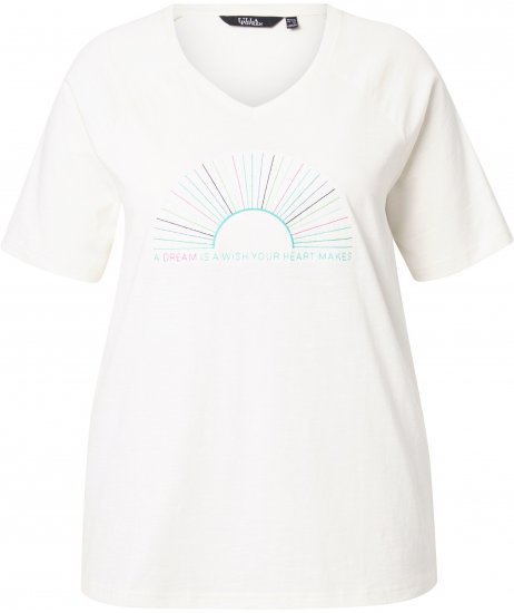Ulla Popken Embroidered Sunrise Lettering Tee Off-White - Bedruckte T-shirts für herren - 
