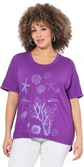Ulla Popken Marine Print Short Sleeve Tee Purple - Bedruckte T-shirts für herren - 