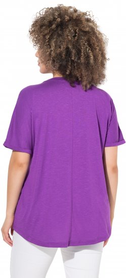 Ulla Popken Marine Print Short Sleeve Tee Purple - Bedruckte T-shirts für herren - 