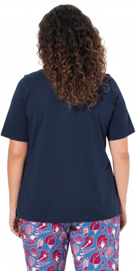 Ulla Popken Shell Picker Club Short Sleeve Graphic Tee Navy - Bedruckte T-shirts für herren - Bedruckte Damen-T-Shirts