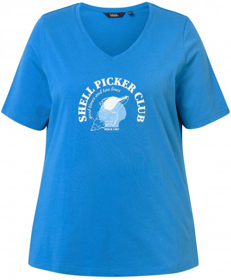 Ulla Popken Shell Picker Club Short Sleeve Graphic Tee Teal Blue - DAMENBEKLEIDUNG 40-66 - 