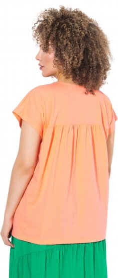 Ulla Popken Free Spirit Butterfly Cap Sleeve Graphic Tee Coral - Bedruckte T-shirts für herren - 