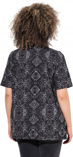 Ulla Popken Snake Print V-Neck Tee Graphite Grey - Bedruckte T-shirts für herren - 