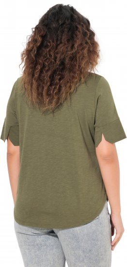 Ulla Popken Beaded Short Sleeve Graphic Tee Olive - Bedruckte T-shirts für herren - 