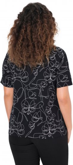 Ulla Popken Abstract Animal Print Short Sleeve Tee Black - Bedruckte T-shirts für herren - 