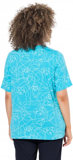 Ulla Popken Abstract Animal Print Short Sleeve Tee Deep Aqua - Bedruckte T-shirts für herren - 