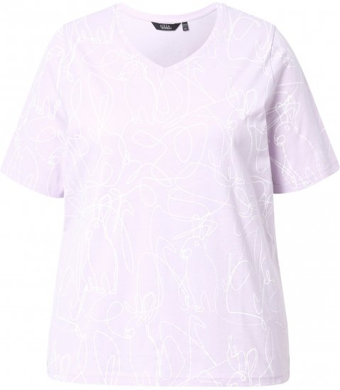 Ulla Popken Abstract Animal Print Short Sleeve Tee Lavender - Bedruckte T-shirts für herren - 