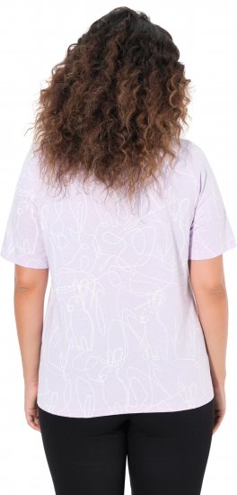 Ulla Popken Abstract Animal Print Short Sleeve Tee Lavender - Bedruckte T-shirts für herren - 