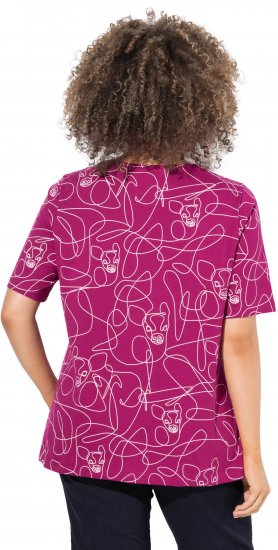Ulla Popken Abstract Animal Print Short Sleeve Tee Magnolia Red - Bedruckte T-shirts für herren - Bedruckte Damen-T-Shirts