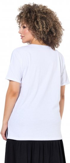 Ulla Popken Bow Short Sleeve Graphic Tee Snow White - Bedruckte T-shirts für herren - 