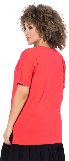 Ulla Popken Bow Short Sleeve Graphic Tee Light Red - Bedruckte T-shirts für herren - 
