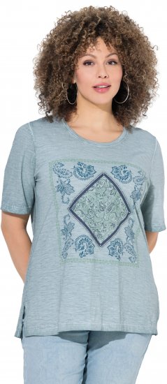 Ulla Popken Paisley Short Sleeve Graphic Tee Light Moss Green - Bedruckte T-shirts für herren - 