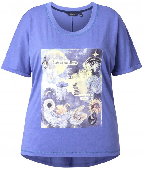 Ulla Popken Lady Of The Moon Short Sleeve Graphic Tee Lavender - Bedruckte T-shirts für herren - 