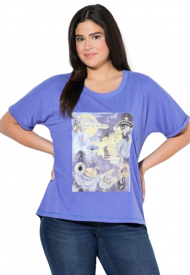 Ulla Popken Lady Of The Moon Short Sleeve Graphic Tee Lavender - Bedruckte T-shirts für herren - 