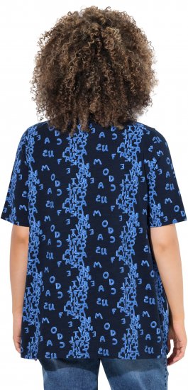 Ulla Popken Letter Print Short Sleeve Tee Navy - Bedruckte T-shirts für herren - Bedruckte Damen-T-Shirts