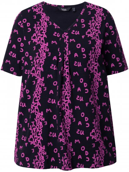 Ulla Popken Letter Print Short Sleeve Tee Magnolia Red - Bedruckte T-shirts für herren - 