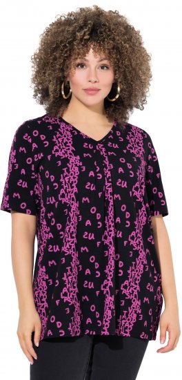 Ulla Popken Letter Print Short Sleeve Tee Magnolia Red - Bedruckte T-shirts für herren - 