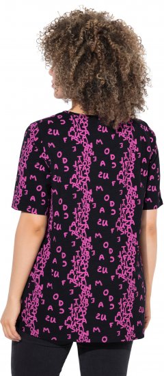 Ulla Popken Letter Print Short Sleeve Tee Magnolia Red - Bedruckte T-shirts für herren - 