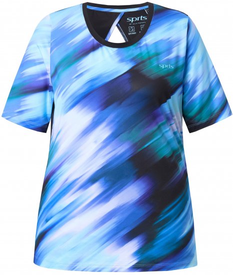 Ulla Popken Cutout Abstract Print Short Sleeve Tee Light Sapphire - Bedruckte T-shirts für herren - 