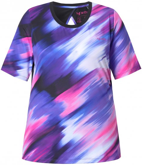 Ulla Popken Cutout Abstract Print Short Sleeve Tee Ink Blue - Bedruckte T-shirts für herren - 
