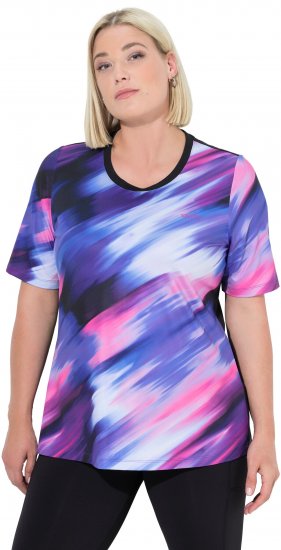 Ulla Popken Cutout Abstract Print Short Sleeve Tee Ink Blue - Bedruckte T-shirts für herren - 