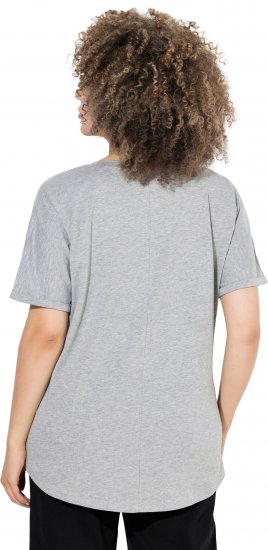 Ulla Popken WONDER Short Sleeve Graphic Tee Light Grey Melange - Bedruckte T-shirts für herren - Bedruckte Damen-T-Shirts