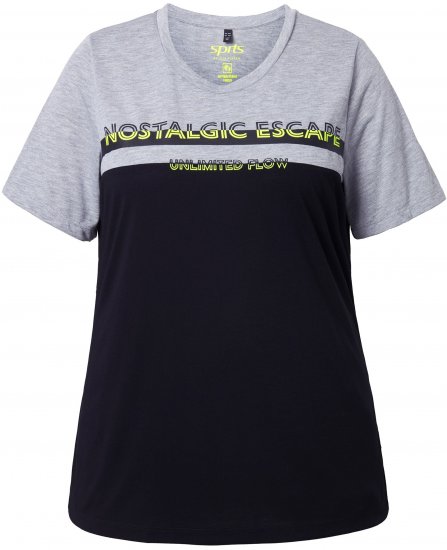 Ulla Popken Nostalgic Escape Performance T-Shirt Black - Bedruckte T-shirts für herren - Bedruckte Damen-T-Shirts
