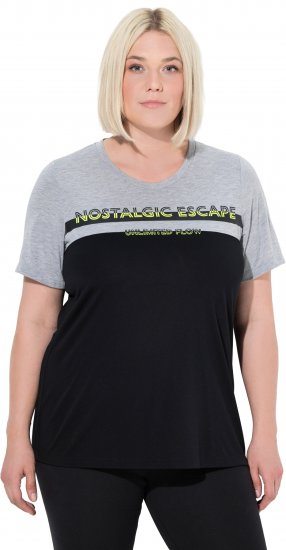 Ulla Popken Nostalgic Escape Performance T-Shirt Black - Bedruckte T-shirts für herren - Bedruckte Damen-T-Shirts