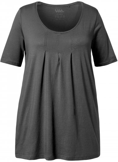 Ulla Popken Essential Front Pleat Tee Graphite Grey - T-Shirts - 