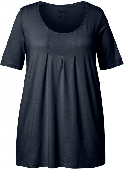 Ulla Popken Essential Front Pleat Tee Navy Blue - T-Shirts - T-Shirts für Damen