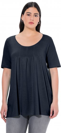 Ulla Popken Essential Front Pleat Tee Navy Blue - T-Shirts - T-Shirts für Damen