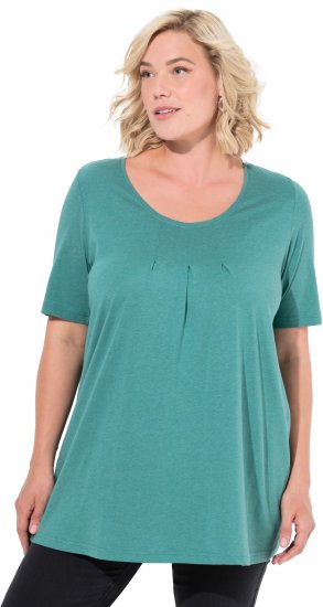 Ulla Popken Essential Front Pleat Tee Green - T-Shirts - T-Shirts für Damen