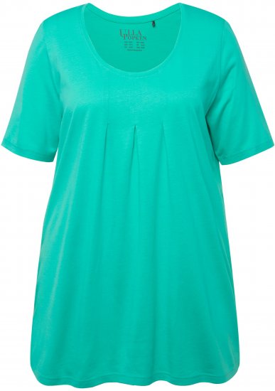 Ulla Popken Essential Front Pleat Tee Turquoise Green - T-Shirts - T-Shirts für Damen