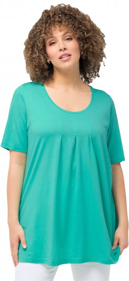 Ulla Popken Essential Front Pleat Tee Turquoise Green - T-Shirts - T-Shirts für Damen